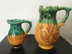 2 folk ceramic bait jugs. Hmv.