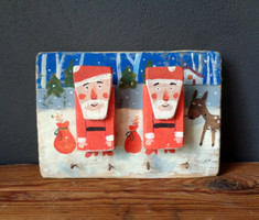 Santa Claus - rustic painted wooden hanger, hanger - key holder - gift idea - Christmas