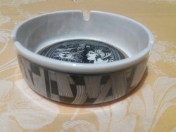Hollóháza porcelain ashtray with Saxon endre graphics