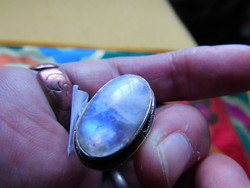 Szivárvány holdkő 925-ös jelzett ezüst gyűrű 57-es 18mm-es