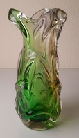 Vintage többrétegű fújt cseh üveg váza, Karlovarske (Moser) üveggyár