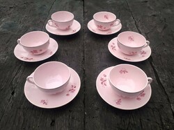 6 Pink Zsolnay coffee cups.