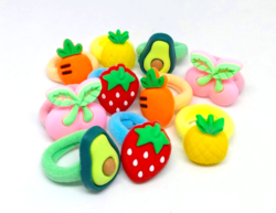 Girl's scrunchie set 5 pairs of colorful fruits (3)