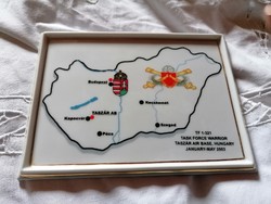 Zsolnay wall plaque, limited edition map of the Taszár Air Base, Hungary