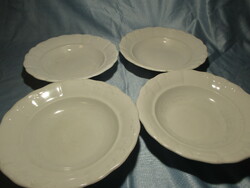 4 white zsolnay deep plates