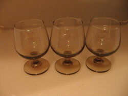 3 smoky cognac glasses
