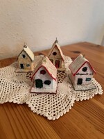Christmas tree decorated houses - 4 pcs