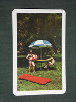Card calendar, afés store in Tiszafüred, camping articles, erotic female model, 1976, (2)