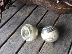 2 old worn glass Christmas tree decorations