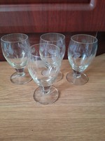 Old, beautiful stemmed glass, 4 pieces