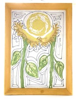 István Somogyi (1930 - 1998): sunflowers, 1981 - large acrylic painting