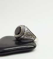 Silver ring unisex with onyx stone size 66
