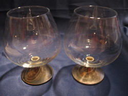 2 cognac glasses with silver-plated bases
