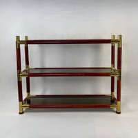 Special mid-century mahogany glass bookcase with copper inlay