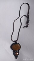 Boho style mineral pendant necklace, women's jewelry with brown stones