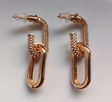 Gold-plated zirconia chain earrings