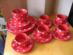 Red polka dot ceramic set of 17 creatable