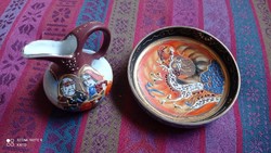 Japán mini porcelánok keleti mini kiöntő és tányér