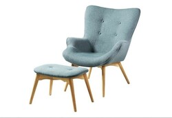 Turquoise armchair with footrest