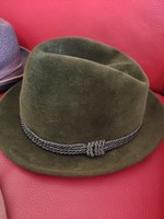 Nice condition corded olive green men's rabbit fur hunting hat fashion hall hat shop 1950s