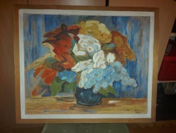 Veress szignós festmény, olaj, vászon, 53x68 cm+keret