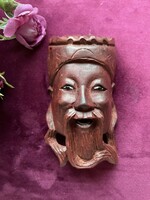 Faragott fa kínai fej, szobor
