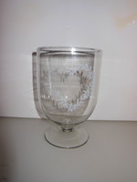 Candle holder - glass - old - 18 x 12 cm - half liter - thick - German - perfect