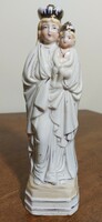 Antik, 1920 as évekből, 20 cm es, kézzel festett porcelán Mária gyermekével szobor (63)