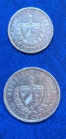 Kuba 1949 - ezüst 10 és 20 centavos