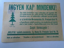 Za466.35 Marosvásárhely 1920's sawmill in Molift - building timber trade bilingual advertisement