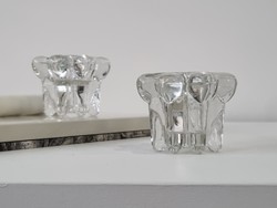 Vintage francia kristály üveg gyertyatartó - jelzett VMC Reims France ('60s/ '70s)