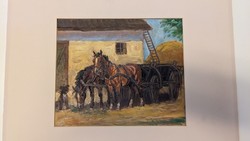 Cluj camomile: horse-drawn carriage oil on canvas
