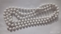 Vintage white plastic necklace, folk style or 60s women's jewelry