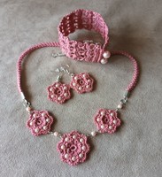 Lace jewelry set salmon color