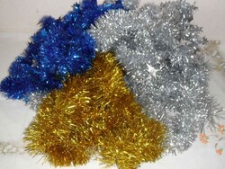 Arany, ezüst, kék karácsonyi girland, boa ( 10 db, 14.8 m )