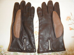 Brown fine leather lined men's gloves