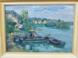 Piroska from Ossoli (1919-2017) on the Danube bank. Dunaföldvár.
