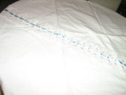 Beautiful madeira lace ribbon cotton linen bedding set