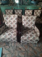 6 dining room, lounge set, 4 chairs and 2 armchairs