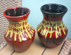 Marked handicraft ceramic vases, 2 vases together