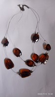 Modern artificial amber necklace, plastic short women's jewelry