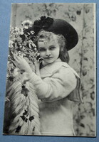 Antik művész fotó   képeslap -  elegáns kisleány