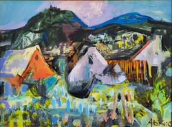 Sándor Altorjai (1933 - 1979) Szigliget landscape c. Gallery painting with original guarantee!