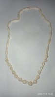 Old white bone necklace, elegant vintage women's jewelry