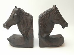 Cast iron horse head bookends, sculptures in pairs