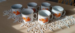 Zsolnay orange flower cocoa mug set of 6