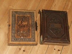 Two antique leather-covered photo albums
