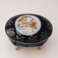 Old scene jewelry box with lid, bonbonnier
