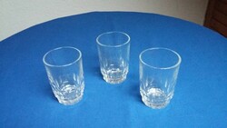 3 régi kis üveg pohár