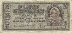 5 Karbowanez 1942 German occupation of Ukraine